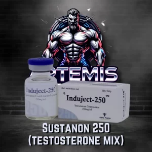 Induject-250 (Sustanon) injektiopullo. Suomessa Alpha-Pharma Healthcaren toimesta