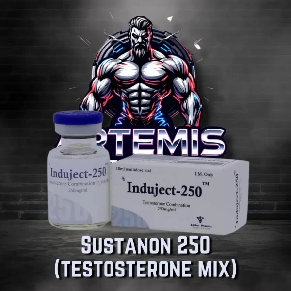 Induject-250 (Sustanon) injektiopullo. Suomessa Alpha-Pharma Healthcaren toimesta