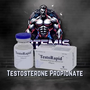 TestoRapid-injektiopullo. (Testipropionaatti) Suomessa Alpha-Pharma Healthcaren toimesta