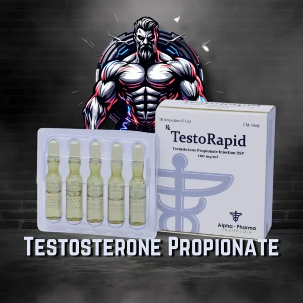TestoRapid-injektiopullo. (Testipropionaatti) Suomessa Alpha-Pharma Healthcaren toimesta